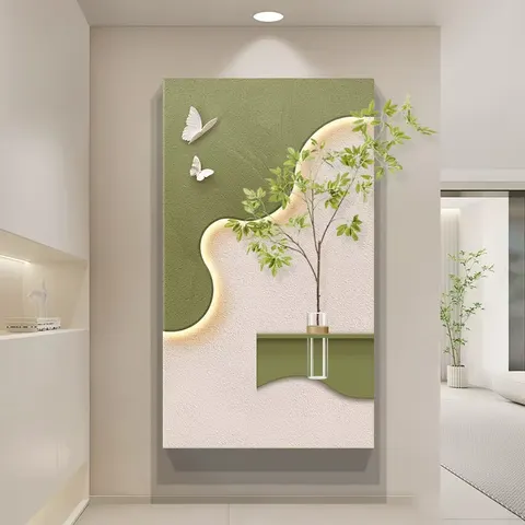植物 单幅 装饰画 现代简约 玄关背景墙挂画 LED带灯画