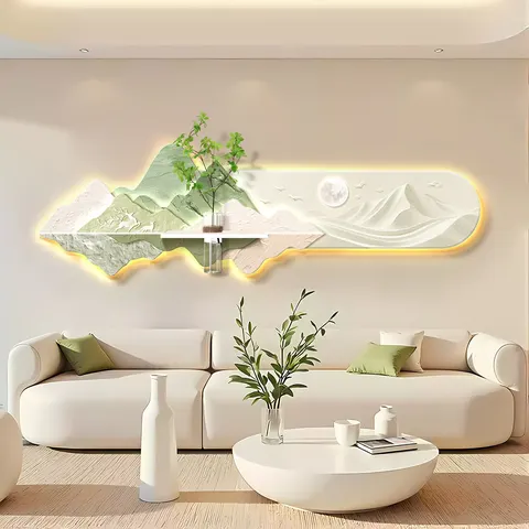 植物 单幅 装饰画 现代简约 客厅背景墙挂画 LED带灯画