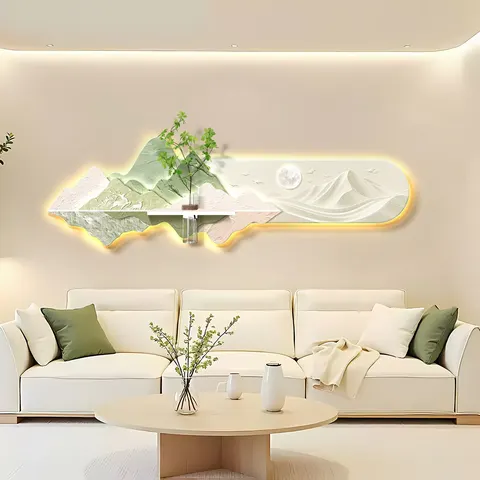植物 单幅 装饰画 现代简约 客厅背景墙挂画 LED带灯画