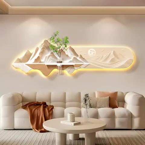 植物 单幅 装饰画 现代简约 客厅背景墙挂画 LED带灯画