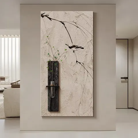 植物 单幅 装饰画 现代简约 玄关背景墙挂画 砂岩浮雕