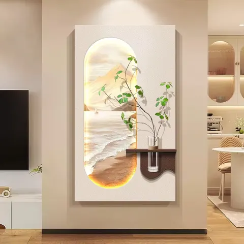 植物 单幅 装饰画 现代简约 玄关背景墙挂画 LED带灯画