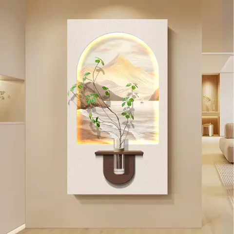 植物 单幅 装饰画 现代简约 玄关背景墙挂画 LED带灯画