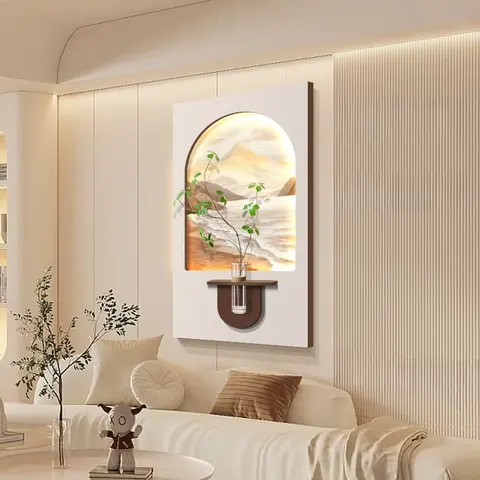 植物 单幅 装饰画 现代简约 玄关背景墙挂画 LED带灯画