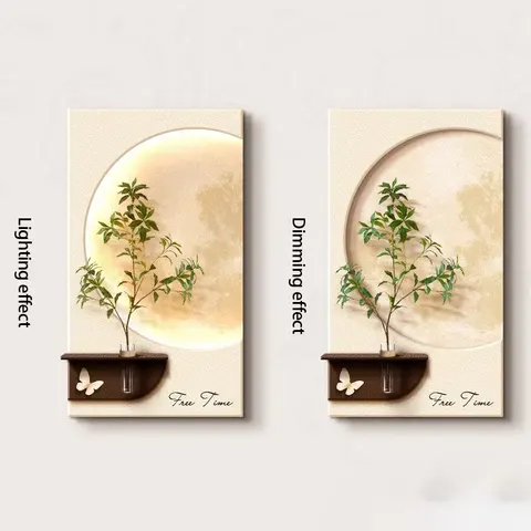 植物 单幅 装饰画 现代简约 客厅背景墙挂画 LED带灯画