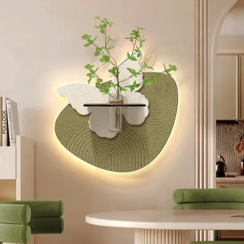 植物 单幅 装饰画 现代简约 餐厅背景墙挂画 LED带灯画