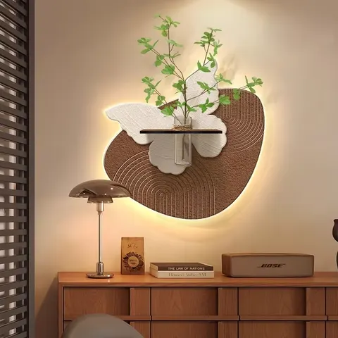 植物 单幅 装饰画 现代简约 餐厅背景墙挂画 LED带灯画