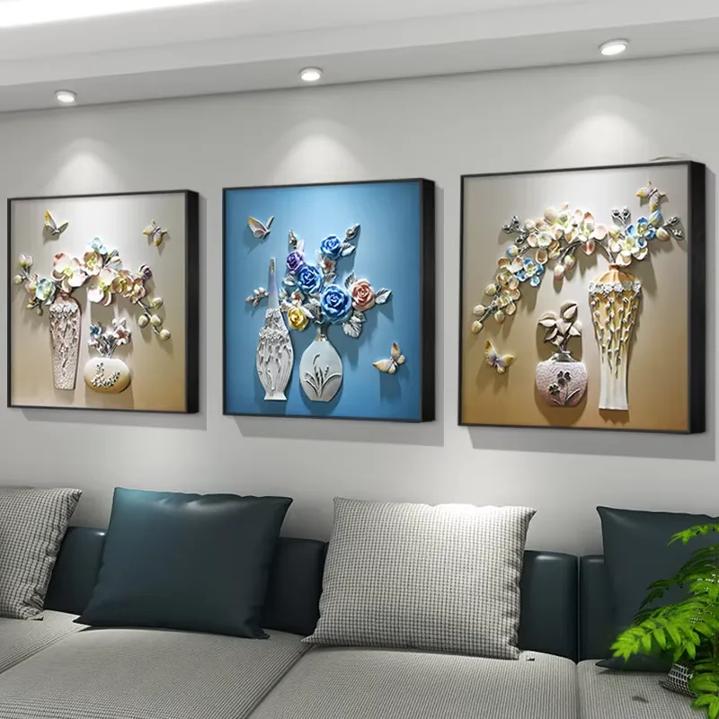 繁花 单幅 装饰画 现代简约 客厅背景墙挂画 砂岩浮雕