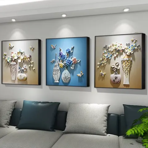 繁花 单幅 装饰画 现代简约 客厅背景墙挂画 砂岩浮雕