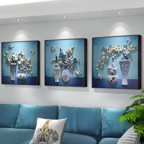 繁花 单幅 装饰画 现代简约 客厅背景墙挂画 砂岩浮雕