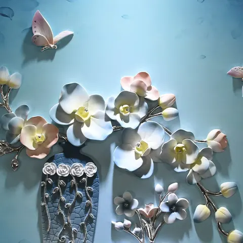 繁花 单幅 装饰画 现代简约 客厅背景墙挂画 砂岩浮雕