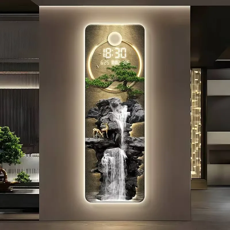 山水 单幅 装饰画 现代简约 玄关背景墙挂画 LED带灯画