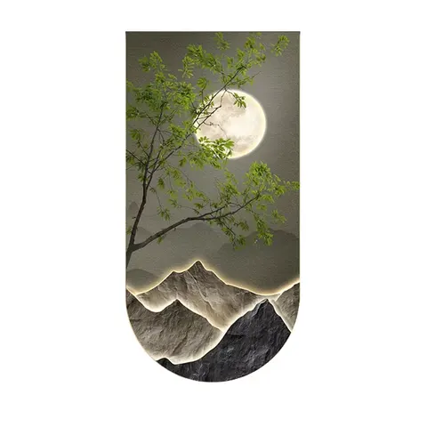 山水 单幅 装饰画 现代简约 客厅背景墙挂画 LED带灯画