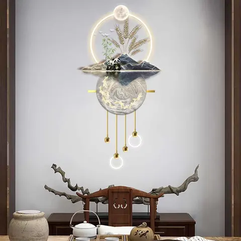 山水 单幅 装饰画 现代简约 客厅背景墙挂画 LED带灯画