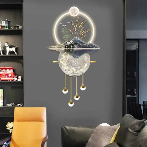 山水 单幅 装饰画 现代简约 客厅背景墙挂画 LED带灯画