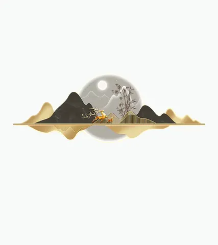 山水 单幅 装饰画 现代简约 客厅背景墙挂画 LED带灯画