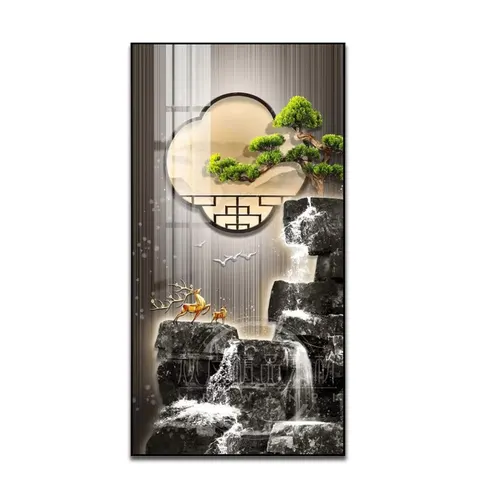 山水 单幅 装饰画 现代简约 客厅背景墙挂画 LED带灯画