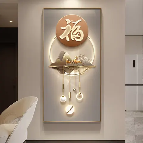 抽象 单幅 装饰画 现代简约 玄关背景墙挂画 LED带灯画