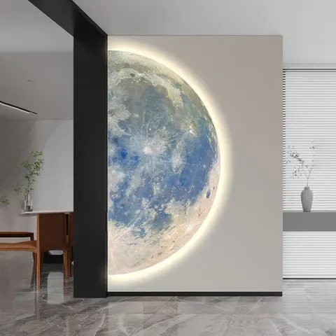 日月星辰 单幅 装饰画 现代简约 玄关背景墙挂画 LED带灯画