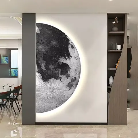 日月星辰 单幅 装饰画 现代简约 玄关背景墙挂画 LED带灯画