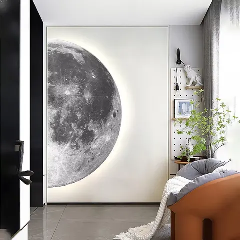 日月星辰 单幅 装饰画 现代简约 玄关背景墙挂画 LED带灯画