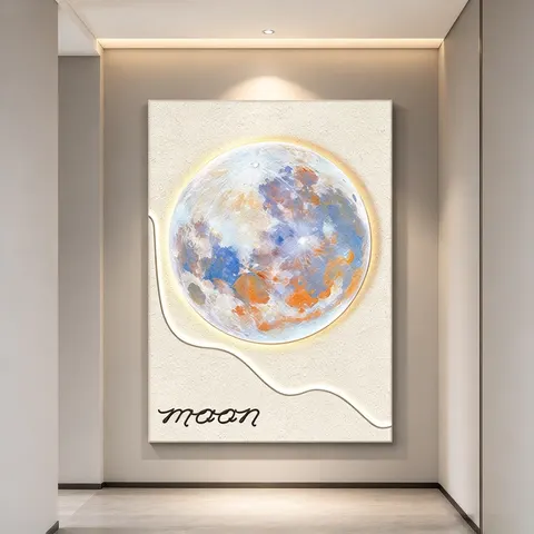 日月星辰 单幅 装饰画 现代简约 卧室背景墙挂画 LED带灯画