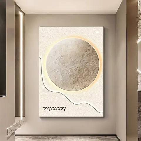 日月星辰 单幅 装饰画 现代简约 卧室背景墙挂画 LED带灯画