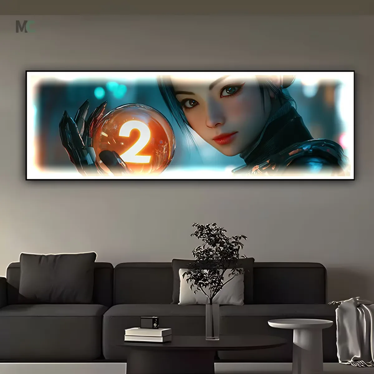 人物 单幅 装饰画 现代简约 客厅背景墙挂画 LED带灯画