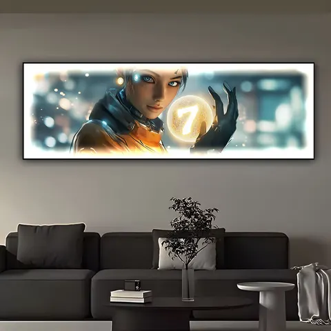 人物 单幅 装饰画 现代简约 客厅背景墙挂画 LED带灯画