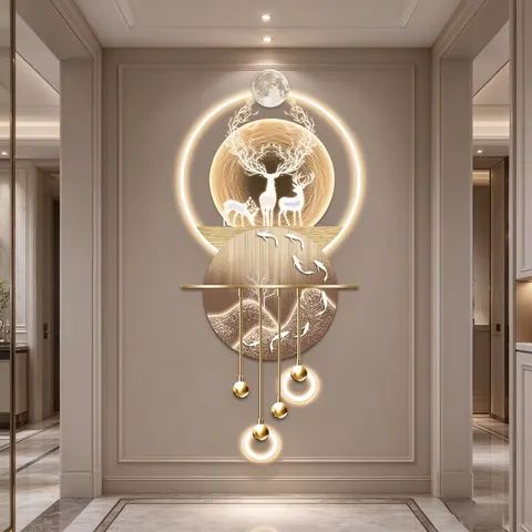 锦鲤 单幅 装饰画 欧式 玄关背景墙挂画 LED带灯画