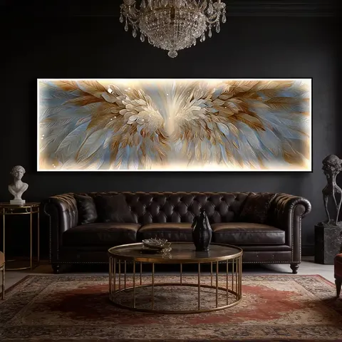 羽毛 单幅 装饰画 现代简约 客厅背景墙挂画 LED带灯画