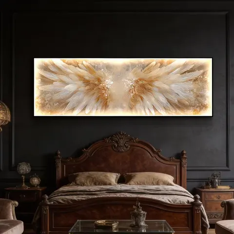 羽毛 单幅 装饰画 现代简约 客厅背景墙挂画 LED带灯画