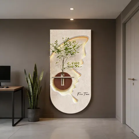 植物 单幅 装饰画 现代简约 客厅背景墙挂画 LED带灯画