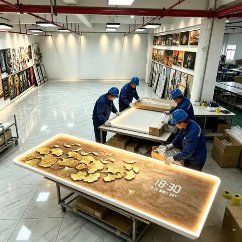 锦鲤 单幅 装饰画 轻奢风 客厅背景墙挂画 LED带灯画