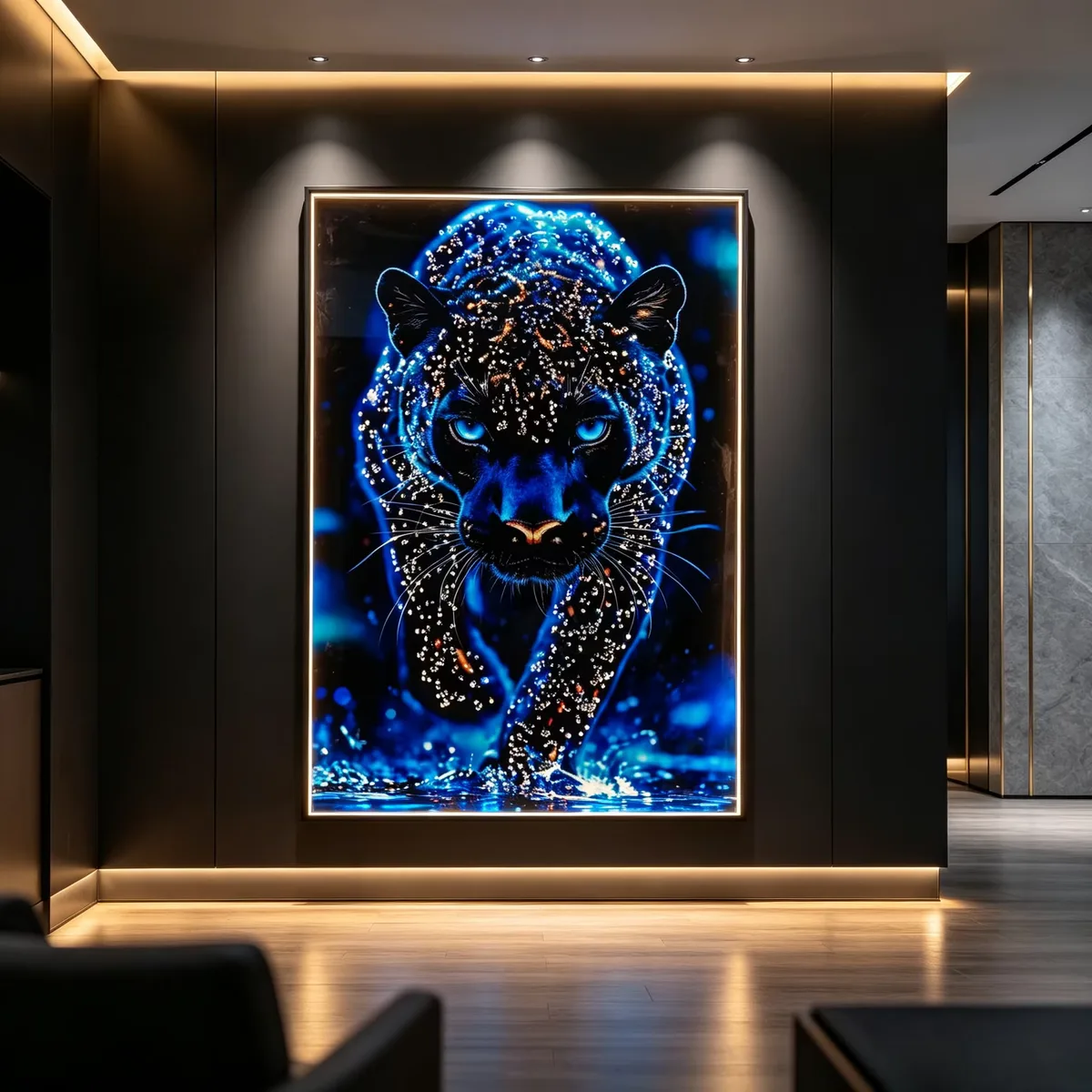 抽象 单幅 装饰画 轻奢风 客厅背景墙挂画 LED带灯画