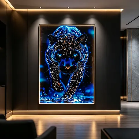 抽象 单幅 装饰画 轻奢风 客厅背景墙挂画 LED带灯画