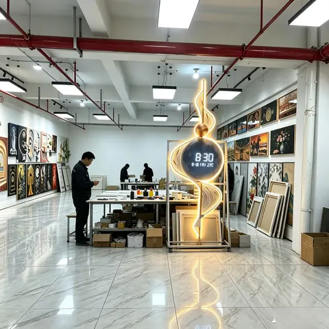 挂钟组合 单幅 装饰画 现代简约 玄关背景墙挂画 LED带灯画