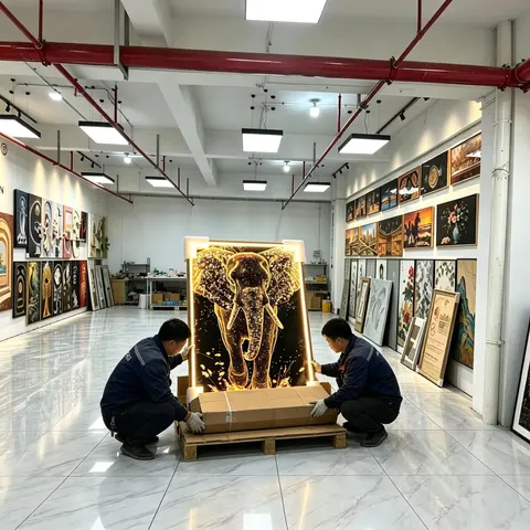 动物 单幅 装饰画 轻奢风 玄关背景墙挂画 LED带灯画