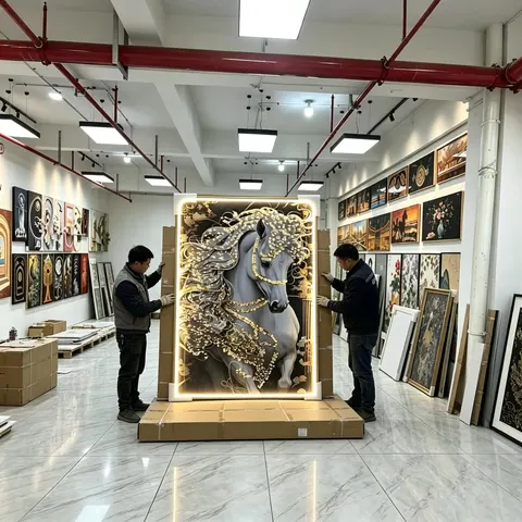 动物 单幅 装饰画 轻奢风 酒店背景墙挂画 LED带灯画