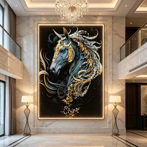 动物 单幅 装饰画 轻奢风 玄关背景墙挂画 LED带灯画