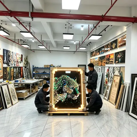 抽象 单幅 装饰画 轻奢风 玄关背景墙挂画 LED带灯画