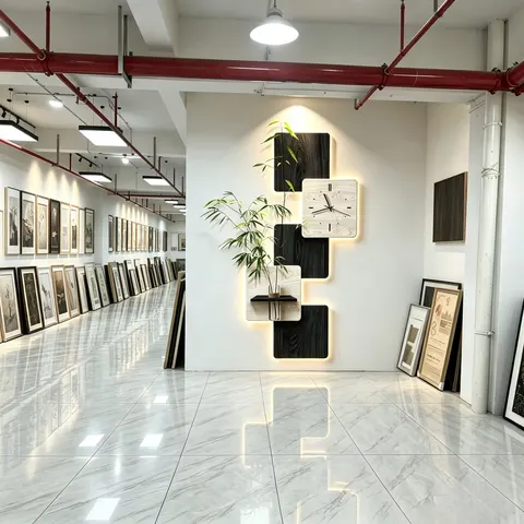 挂钟组合 单幅 装饰画 原木风 客厅背景墙挂画 LED带灯画