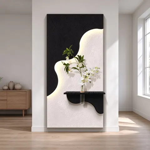抽象 单幅 装饰画 现代简约 玄关背景墙挂画 LED带灯画