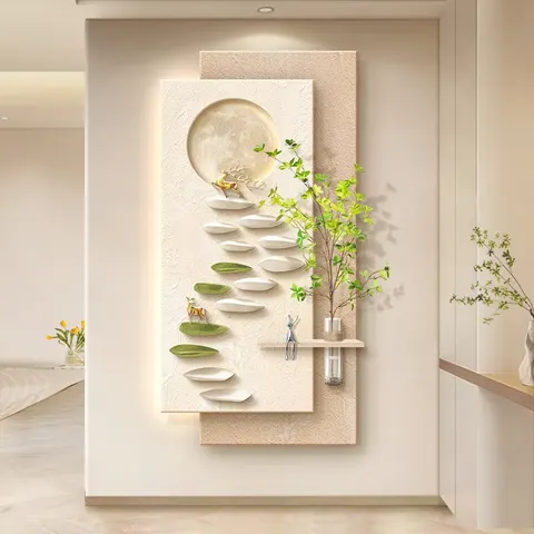 植物 单幅 装饰画 现代简约 玄关背景墙挂画 LED带灯画