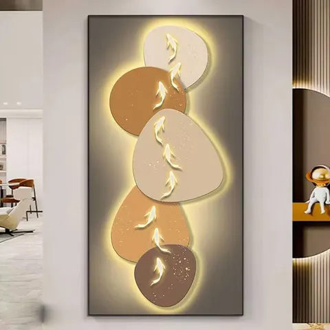 抽象 单幅 装饰画 轻奢风 玄关背景墙挂画 LED带灯画