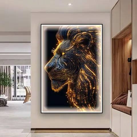 动物 单幅 装饰画 轻奢风 玄关背景墙挂画 LED带灯画