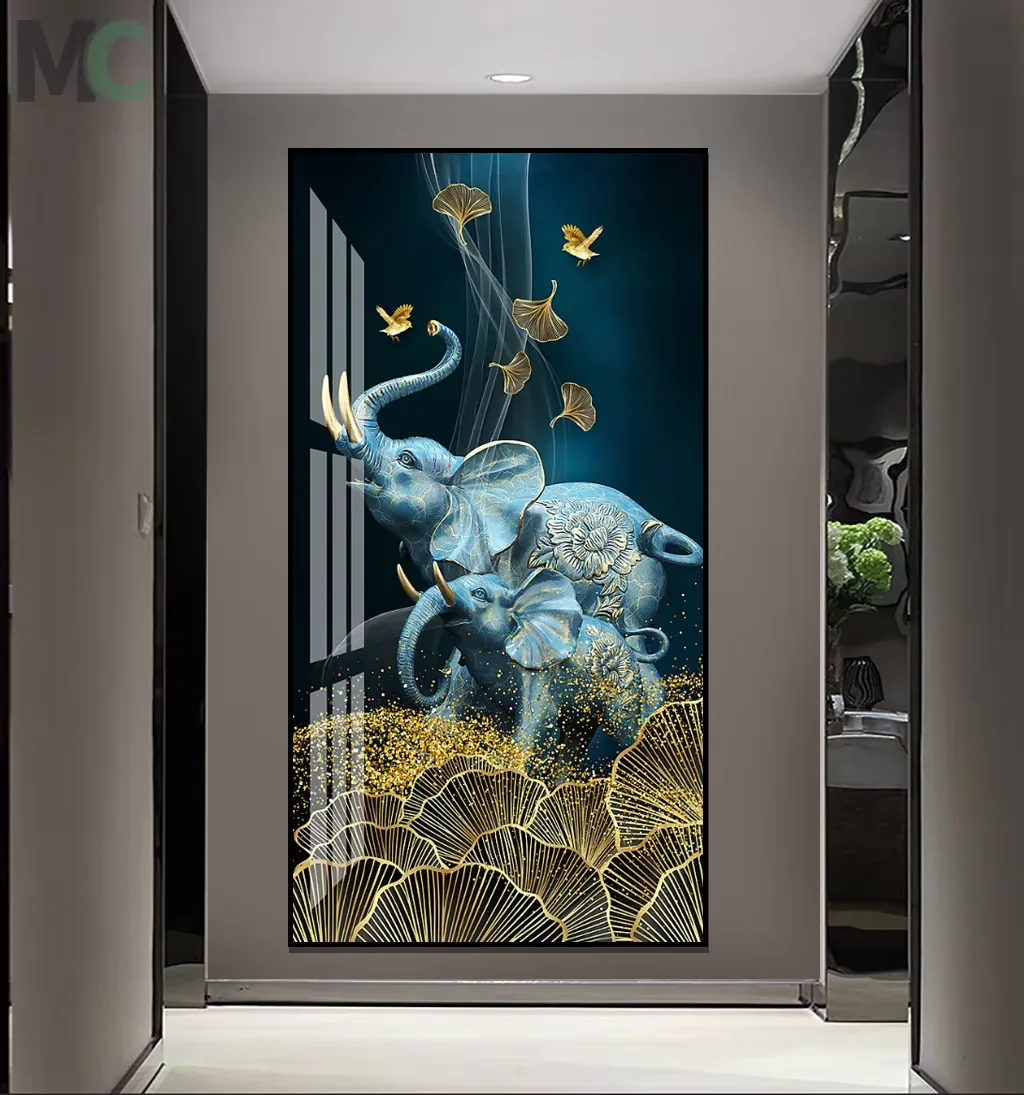 动物 单幅 装饰画 轻奢风 玄关背景墙挂画 晶瓷画