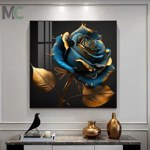 繁花 单幅 装饰画 轻奢风 餐厅背景墙挂画 晶瓷画