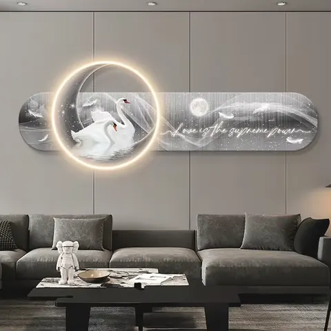 抽象 单幅 装饰画 轻奢风 卧室背景墙挂画 LED带灯画