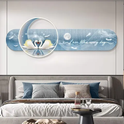 抽象 单幅 装饰画 轻奢风 卧室背景墙挂画 LED带灯画